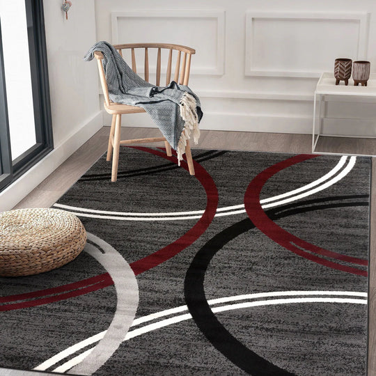 Contemporary Abstract Circles Design Area Rug