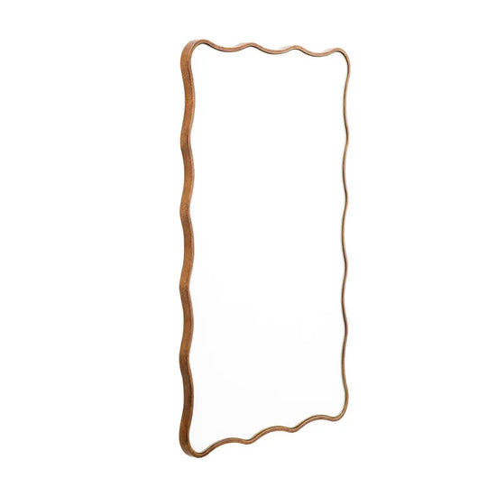 Antique Gold Wall Mirror Rectangle Wave Metal Accent Mirror - 30"×20"