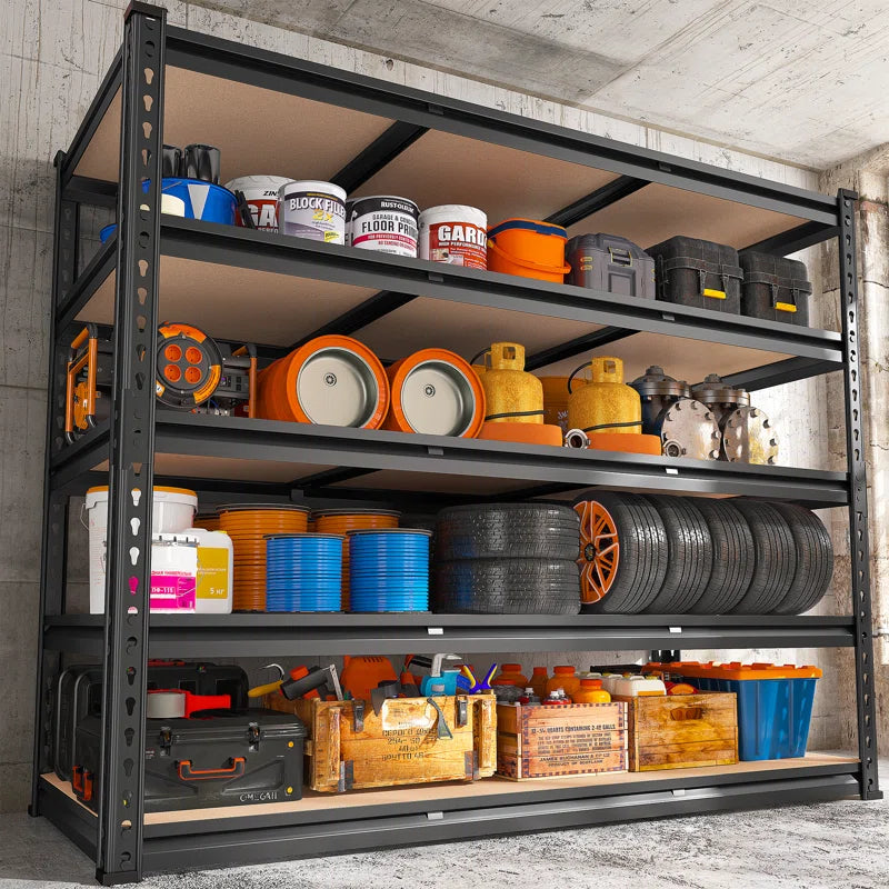 48"W Storage Shelves, Heavy Duty Garage Shelving, Adjustable Metal Shelves for Garage Shelves, Sturdy Industrial Shelving Unit