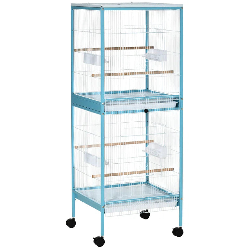 Braylynn 55" Steel Flat Top Floor Bird Cage with Wheels