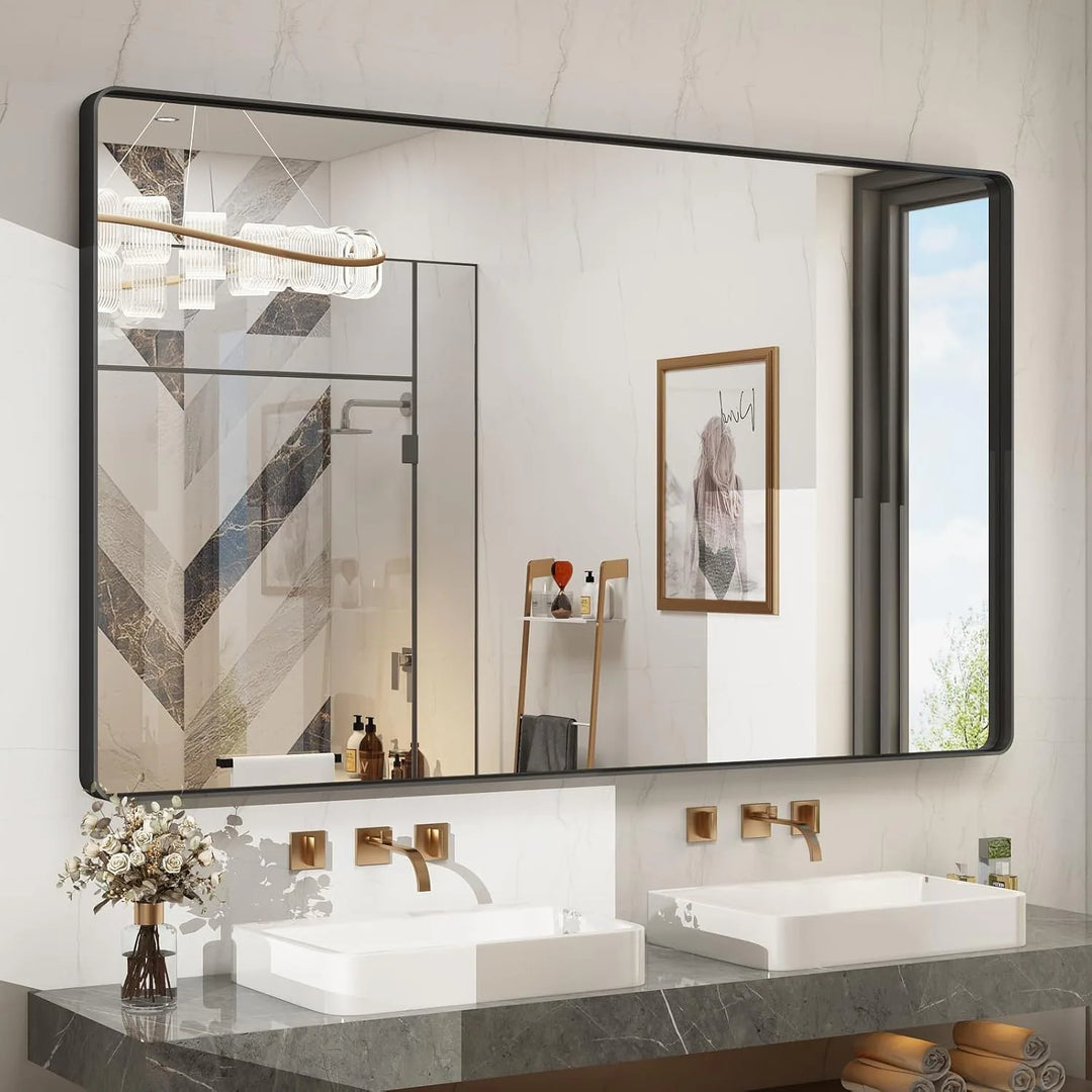 Aluminum Alloy Framed Tempered Glass Wall Decor Vanity Bathroom Mirror