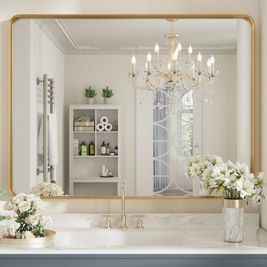 Modern Rounded Rectangle Metal Frame Wall Mirror