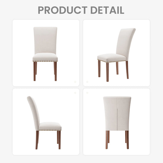 RENEWLINE Dining Chairs, Fabric with Nailhead Trim and Wood Legs