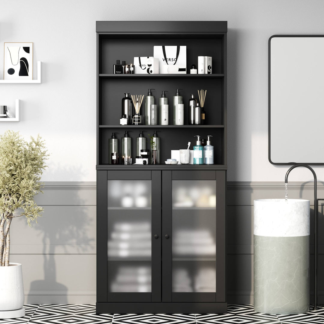 100% Solid Wood Bathroom & Laundry Storage Cabinet, Raised Panel Doors, Adjustable Shelves, 32" Wide, 71.5" Tall