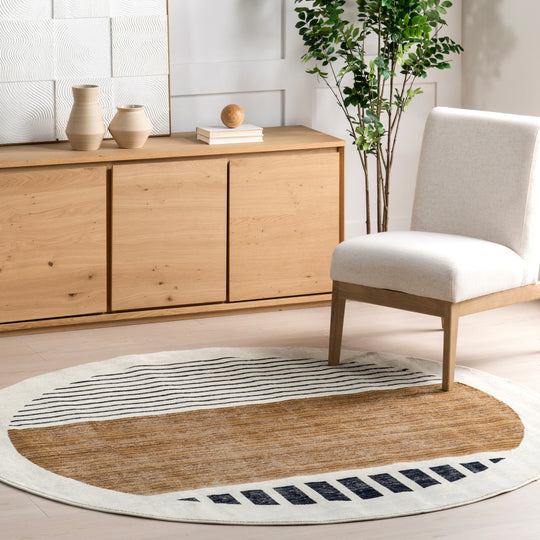 Keeva Modern Striped Fringe Area Rug