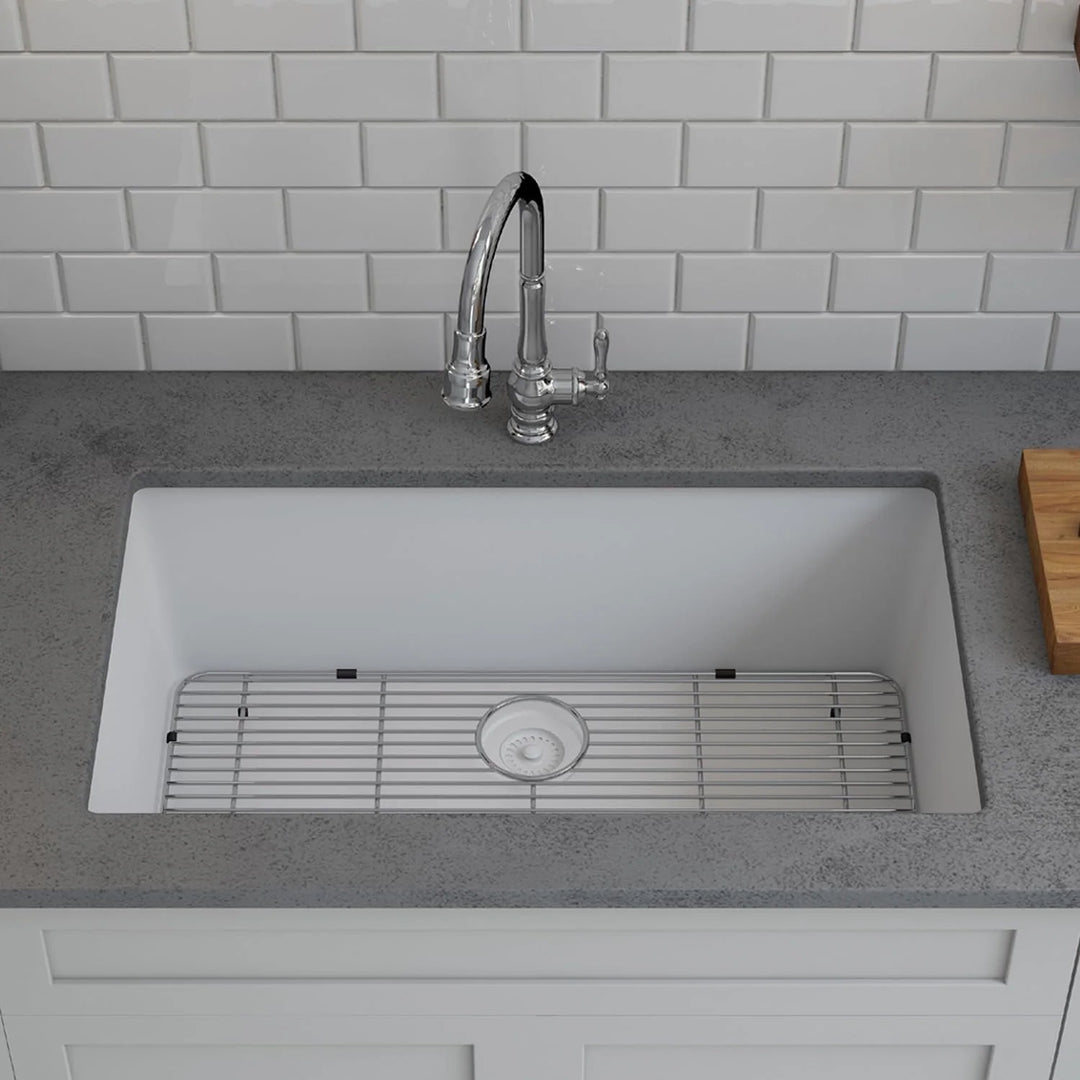 Drop-In Quartz 32 Inch Single Bowl Kitchen Sink Kit - 32"X19"