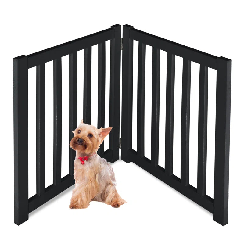 Solid Wood Freestanding Foldable Pet Gate for Dogs,3 Panels for Doorways,Stairs,Hallways Etc