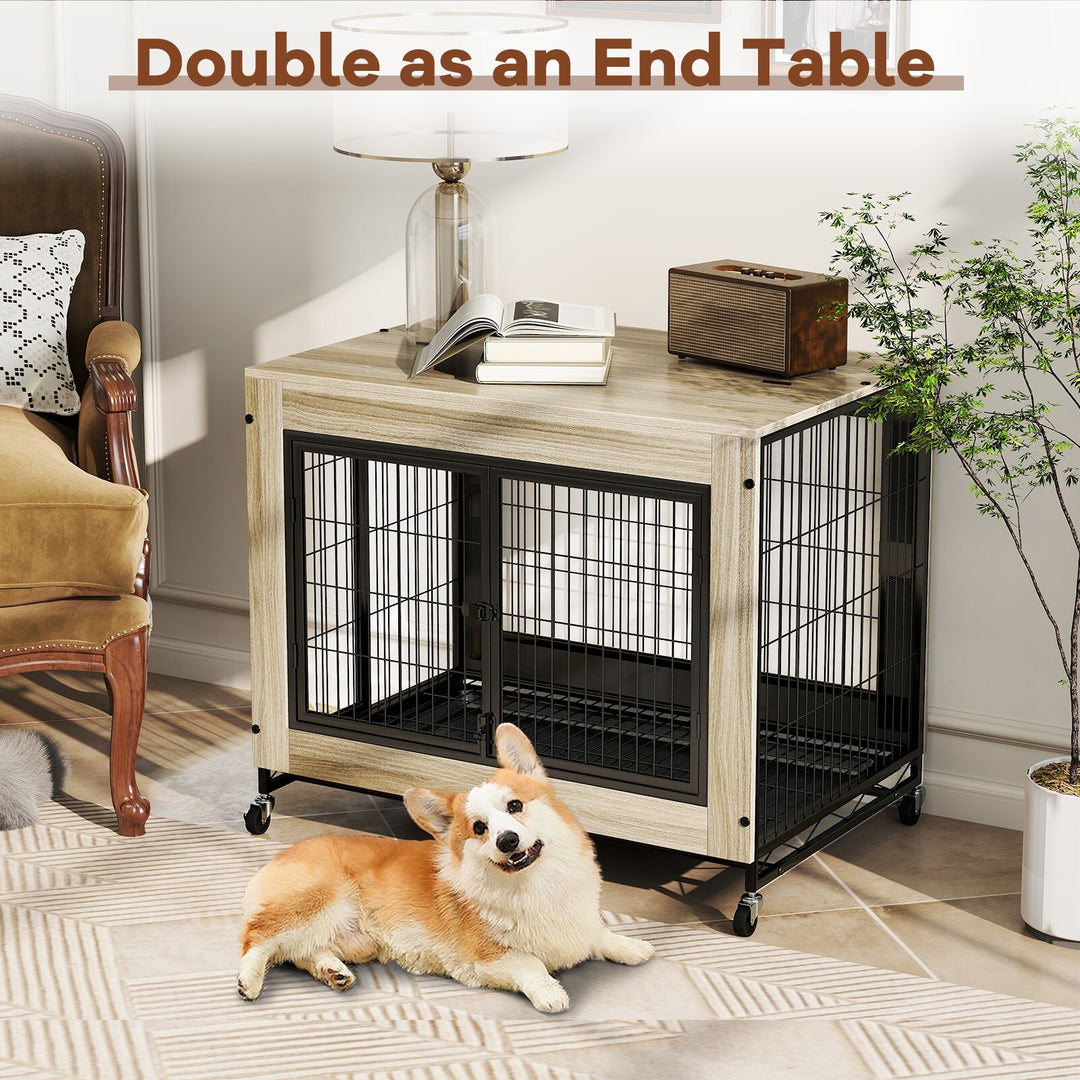 Dog Crate Furniture Industrial Dog Kennel W/ Flip-Up Top