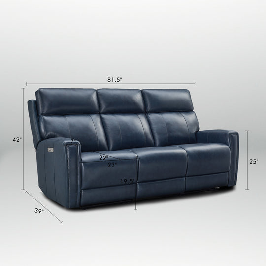 81.5'' Genuine Leather Zero Gravity Power Recliner Sofa with Power Headrest, USB&USB-C Port