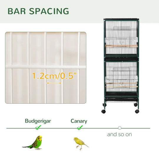 Braylynn 55" Steel Flat Top Floor Bird Cage with Wheels