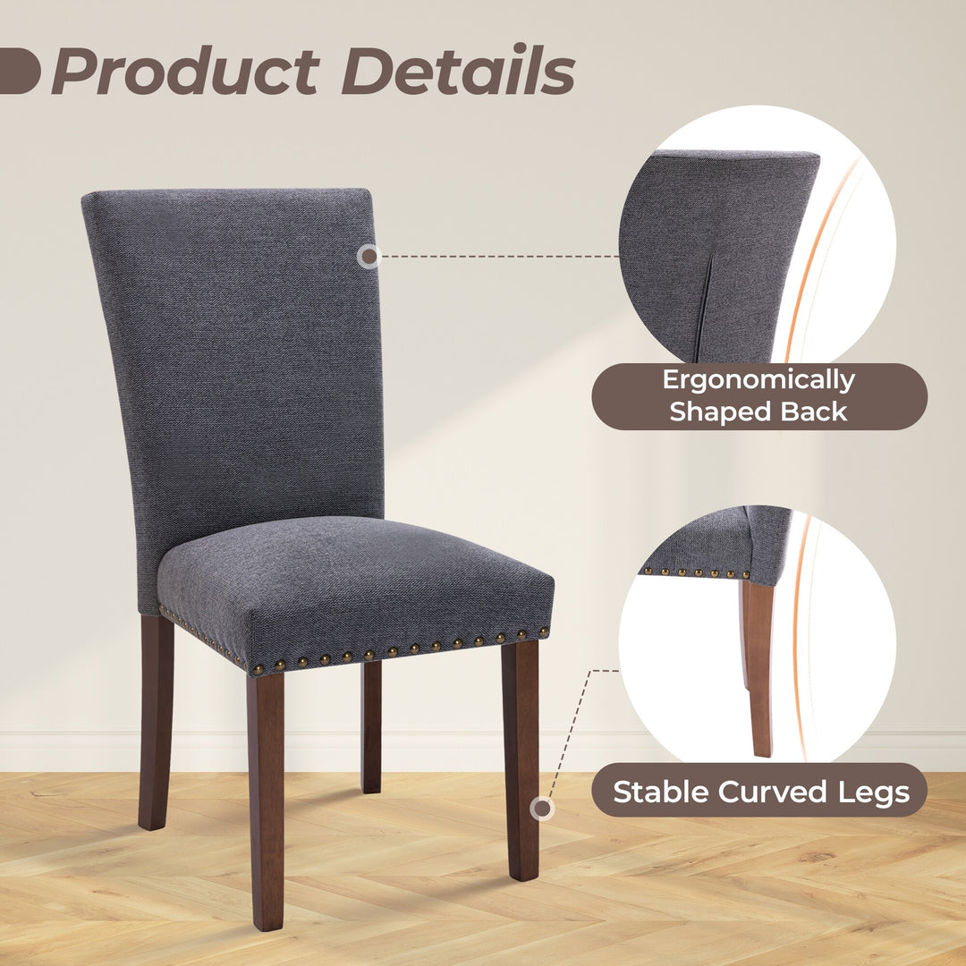 RENEWLINE Dining Chairs, Fabric with Nailhead Trim and Wood Legs