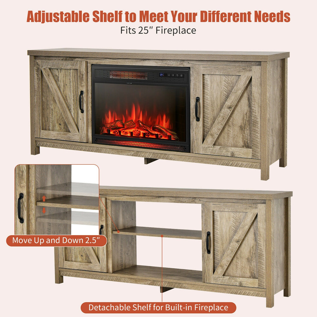 59'' Fireplace TV Stand W/ 25'' 1350W Electric Fireplace Heater