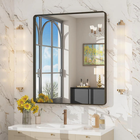 Aluminum Alloy Framed Tempered Glass Wall Decor Vanity Bathroom Mirror