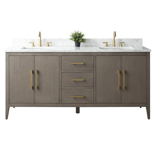 72" Double Sink Bathroom Vanity Cabinet with Engineered Marble Top