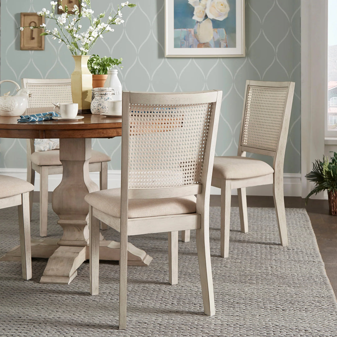 Eleanor Beige Linen Rattan Dining Chairs (Set of 2) by  Classic