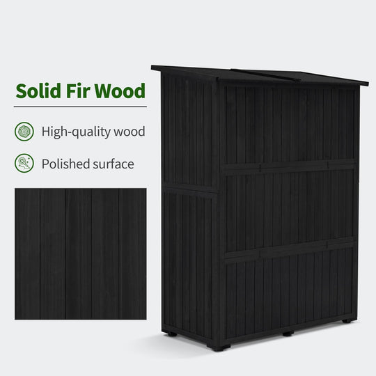 Outdoor Storage Cabinet Shed, Shuttered Doors with Lock, Wooden 0709 / 0808 / 1900