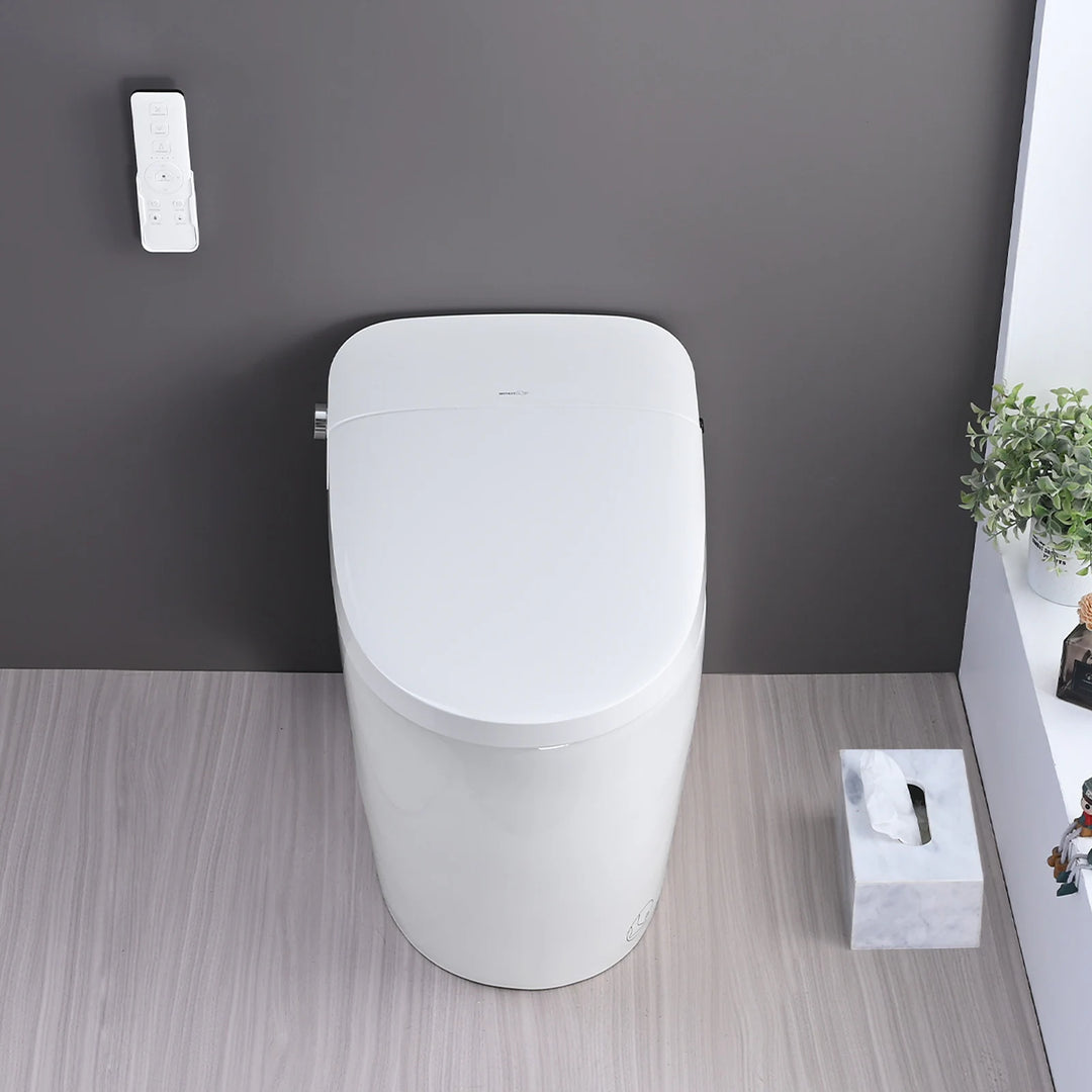 Smart Toilet Bidet Combo with Self-Cleaning Nozzle, Heated Seat, Night Light, Knob Control, Power Outage Flushing, Soft Close