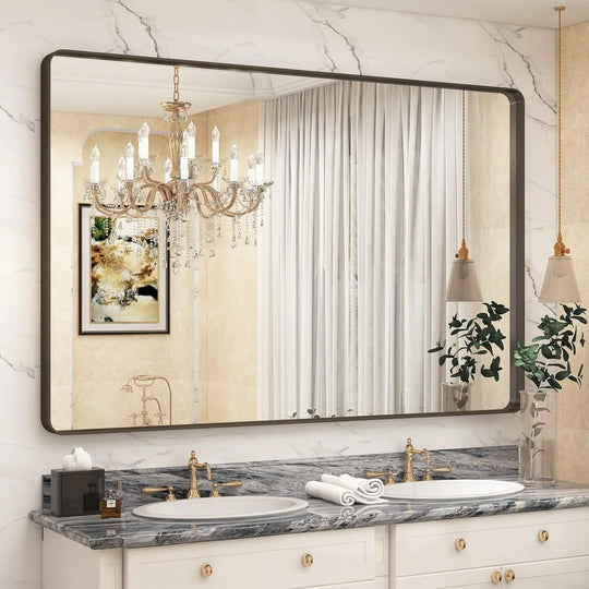 Aluminum Alloy Framed Tempered Glass Wall Decor Vanity Bathroom Mirror