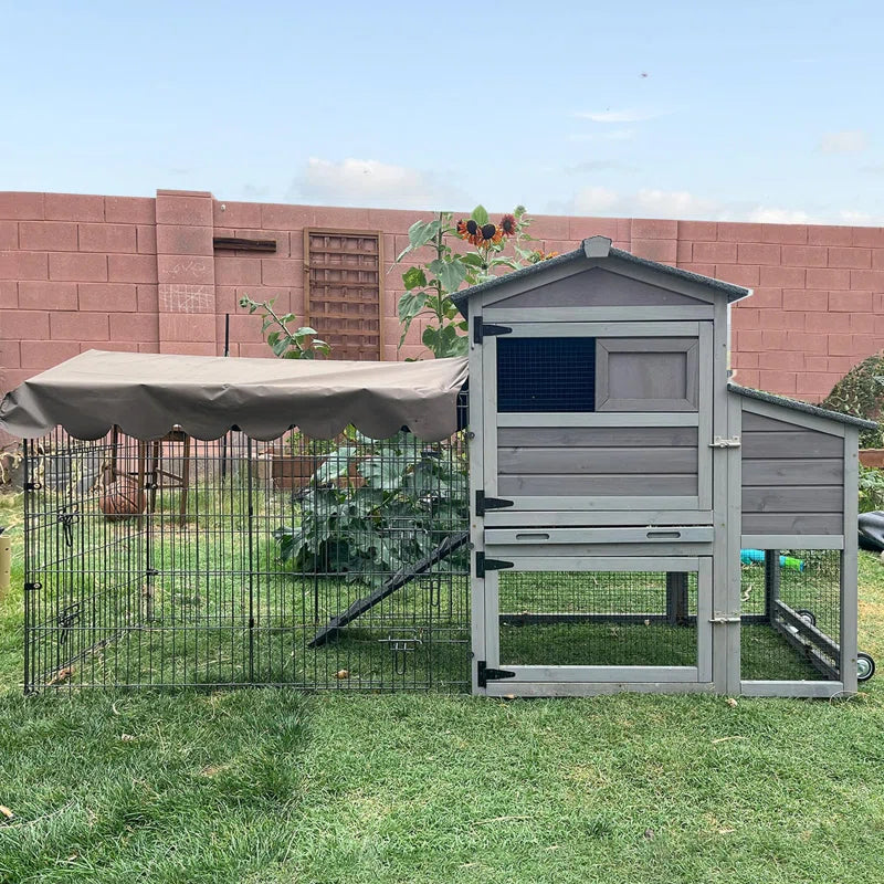 Mobile Chicken Coop with Metal Chicken Run