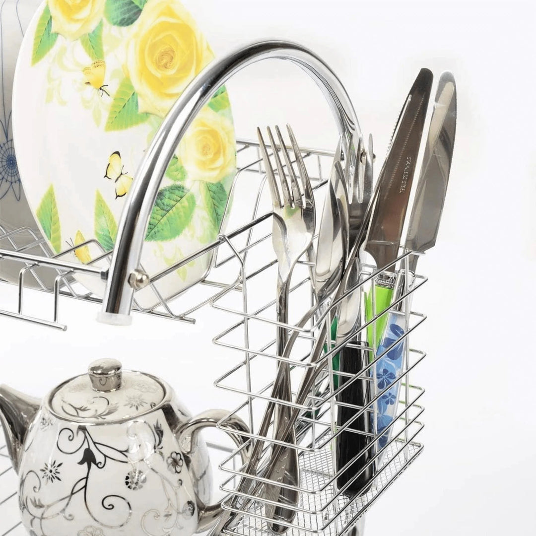 16" 2-Level Chrome-Plated S-Shaped Dish Rack