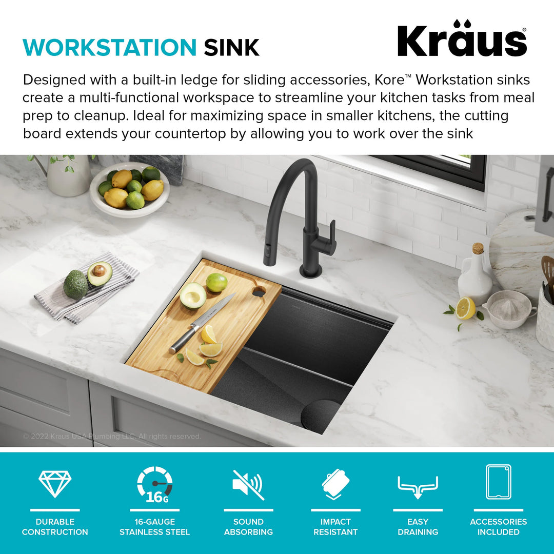 Kore Workstation Undermount Stainless Steel Kitchen Sink