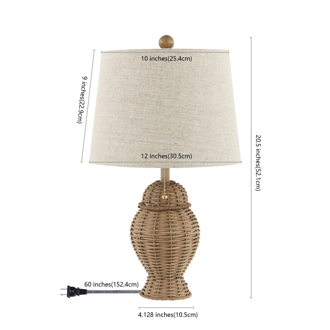 Hunter Wicker 20.5" Bohemian Rustic Iron LED Table Lamp
