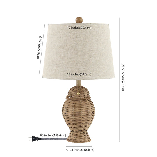 Hunter Wicker 20.5" Bohemian Rustic Iron LED Table Lamp