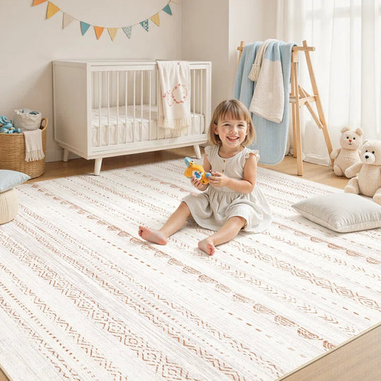 Anthonyville Area Rug Living Room Rugs: Washable Boho Large Neutral Farmhouse Soft Moroccan Stain Resistant Indoor Floor Carpet for Bedroom Nursery Kids Playroom Office Dining Room Home House Decor