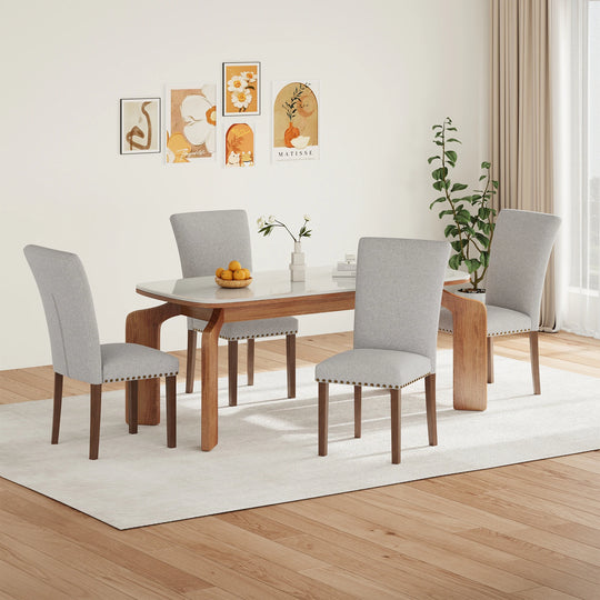 RENEWLINE Dining Chairs, Fabric with Nailhead Trim and Wood Legs