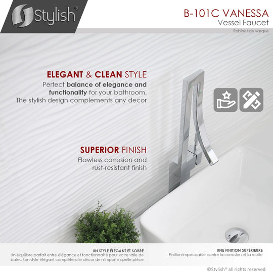 Single Handle Bathroom Faucet for Single Hole Brass Vessel Mixer Tap - Faucet Height: 17 1/2" Spout Height: 8"
