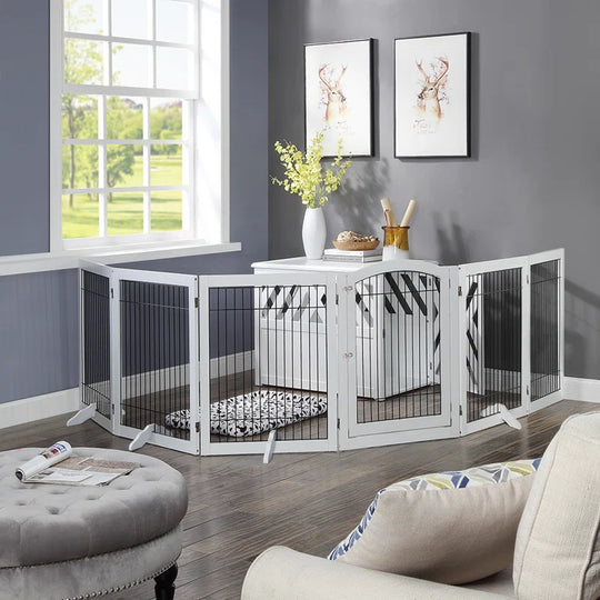 Serra Wire Pet Free Standing Gate with Two Pairs of Support Feet