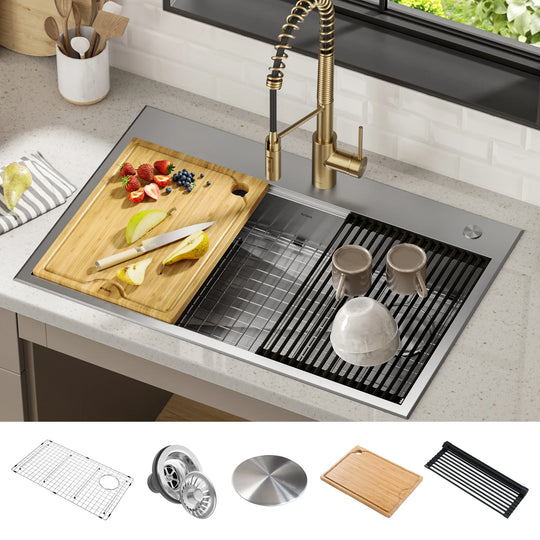 Kore Workstation Drop-In Stainless Steel Kitchen Sink
