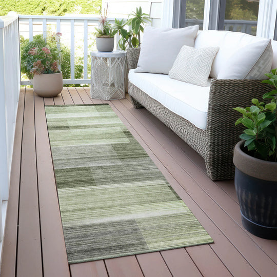 Machine Washable Indoor/Outdoor Geo Blocks Chantille Rug