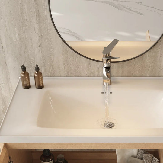Modern 35.8" Wall-Mounted Single Bathroom Vanity with Ceramic Top
