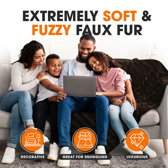 Faux Fur/ Microplush Reversible Throw Blanket