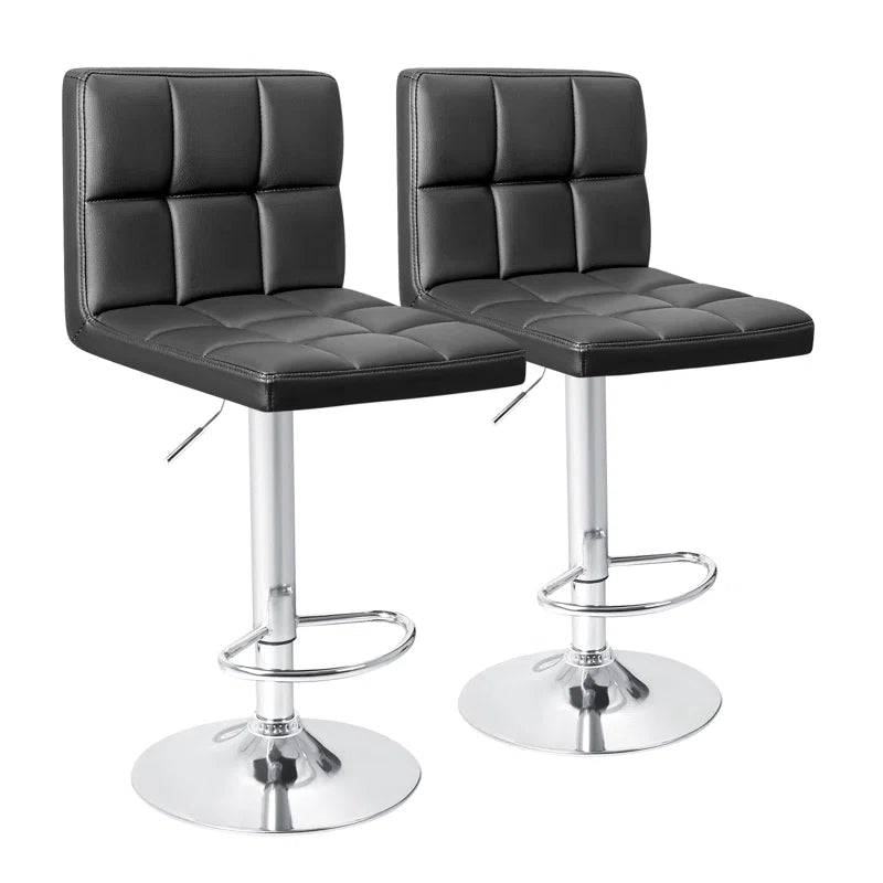 Swivel Upholstered Adjustable Height Counter Stool with Metal Frame