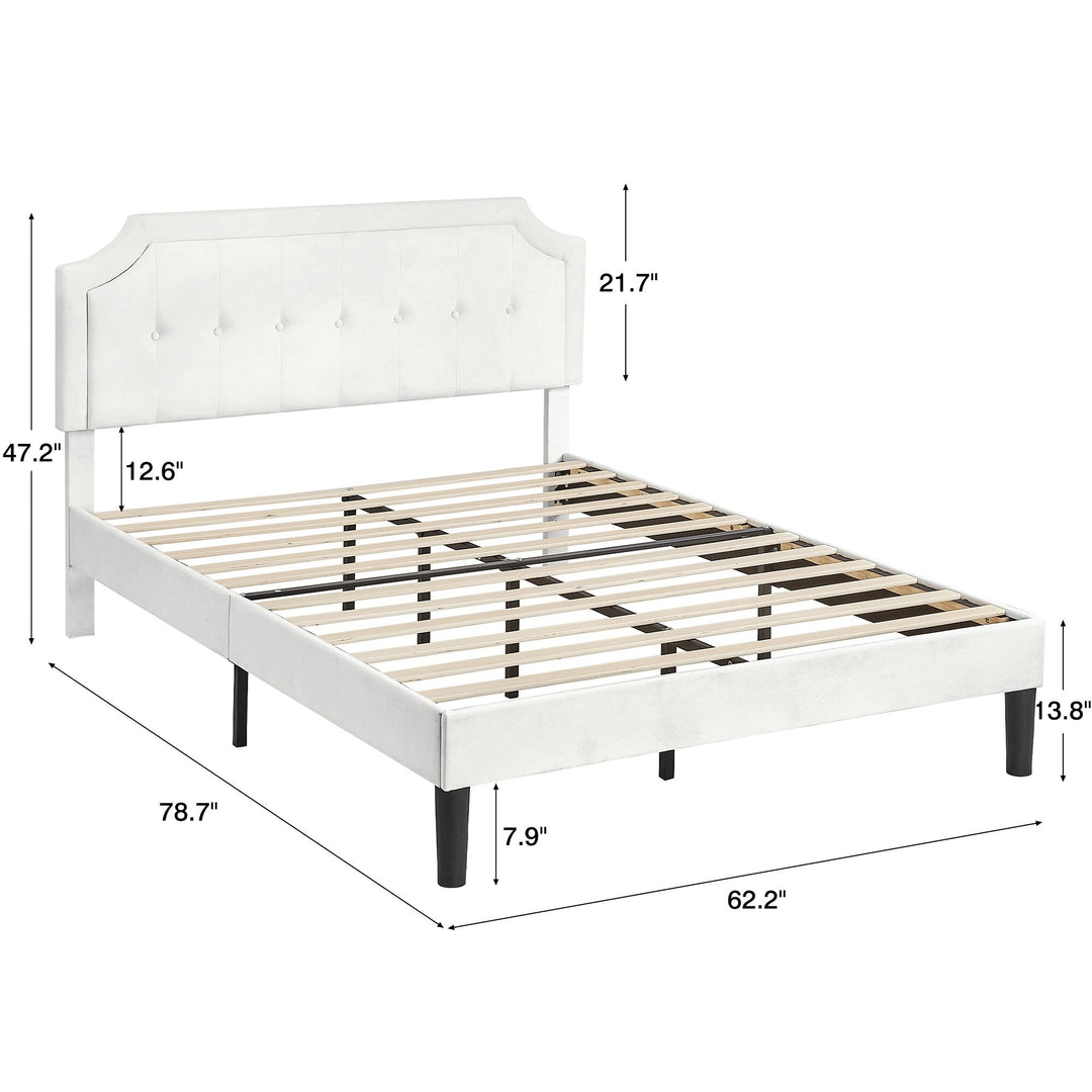 Javlergo Modern Upholstered Bed Frame with Height Adjustable Headboard Heavy-Duty Frame No Box Spring Needed