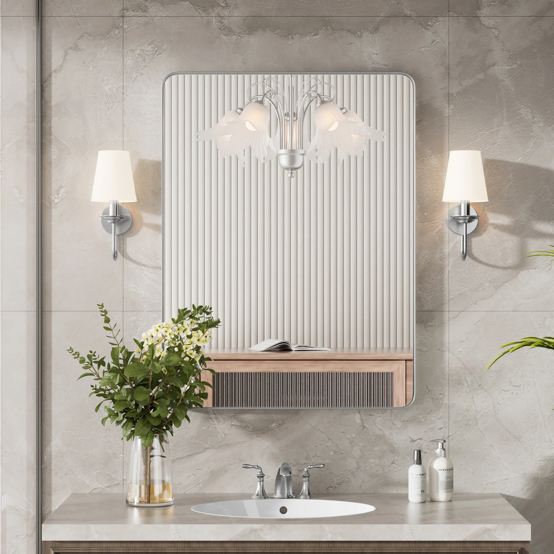 Modern Rounded Rectangle Metal Frame Wall Mirror