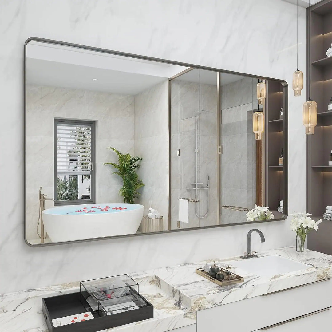 Aluminum Alloy Framed Tempered Glass Wall Decor Vanity Bathroom Mirror