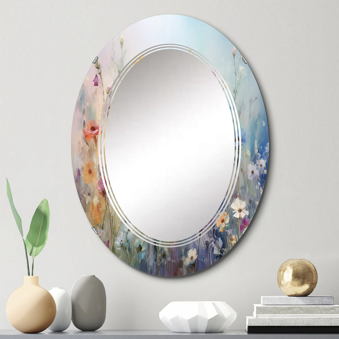 Designart "Wildflowers Blossoming Dreams" Floral Modern Wall Mirror