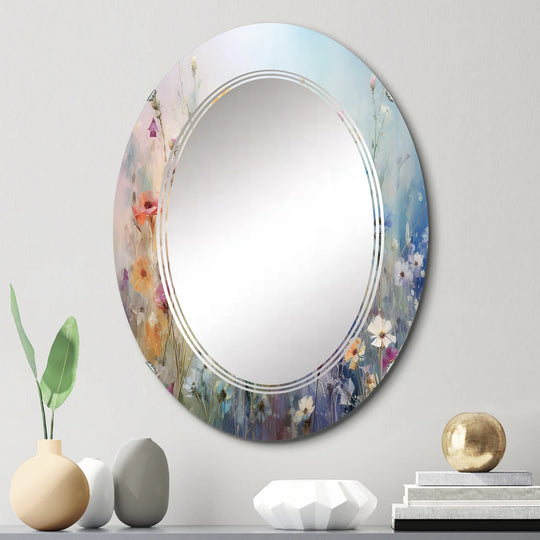 Designart "Wildflowers Blossoming Dreams" Floral Modern Wall Mirror