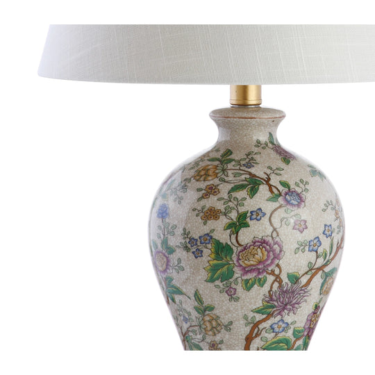 Grace 24" Floral LED Table Lamp, Multi/Brass