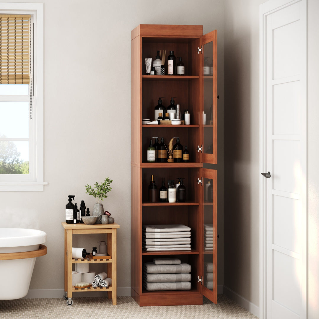100% Solid Wood Bathroom Storage Cabinet, Adjustable Shelves, 16.5" Wide, 35.75" Tall