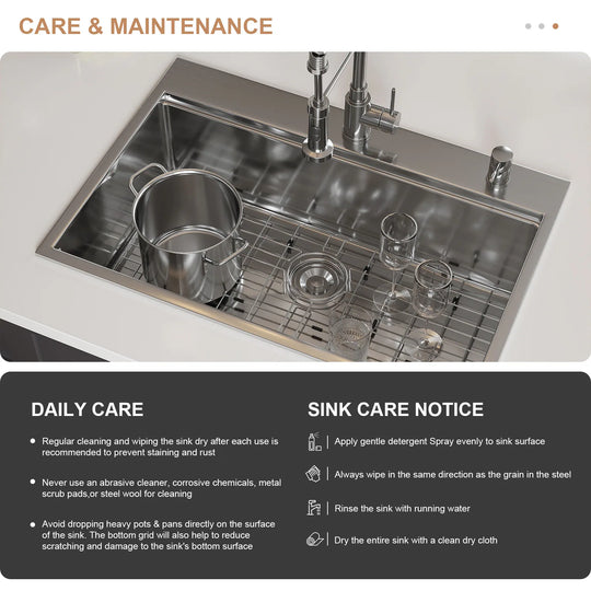 Stillsteel 33 In. Drop-In Single Bowl 18-Gauge Stainless Steel Workstation Kitchen Sink with Accessories