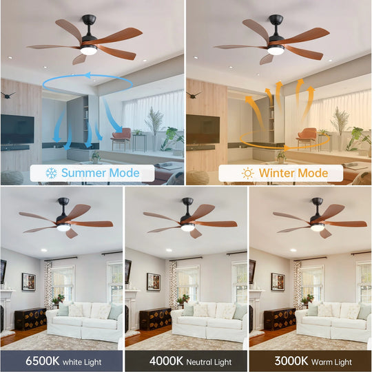 Sofucor 45/52 Inch Ceiling Fan with Remote & Lights Quiet DC Motor 5 Blade High CFM Modern Fan