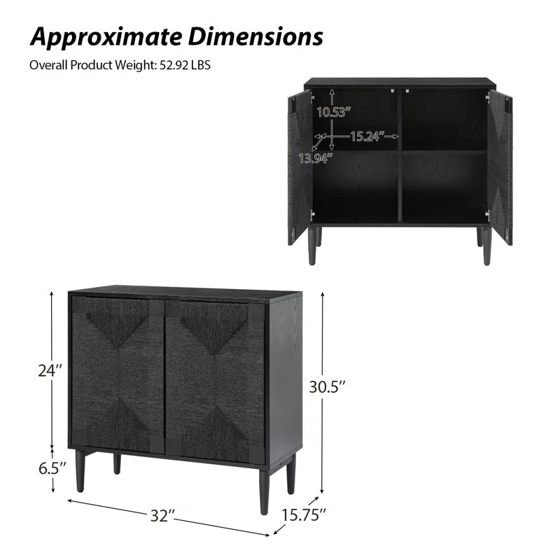 Carreiro 32"W Woven Transitional 2-Door Accent Cabinet