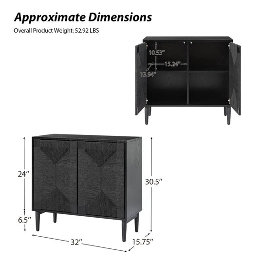 Carreiro 32"W Woven Transitional 2-Door Accent Cabinet