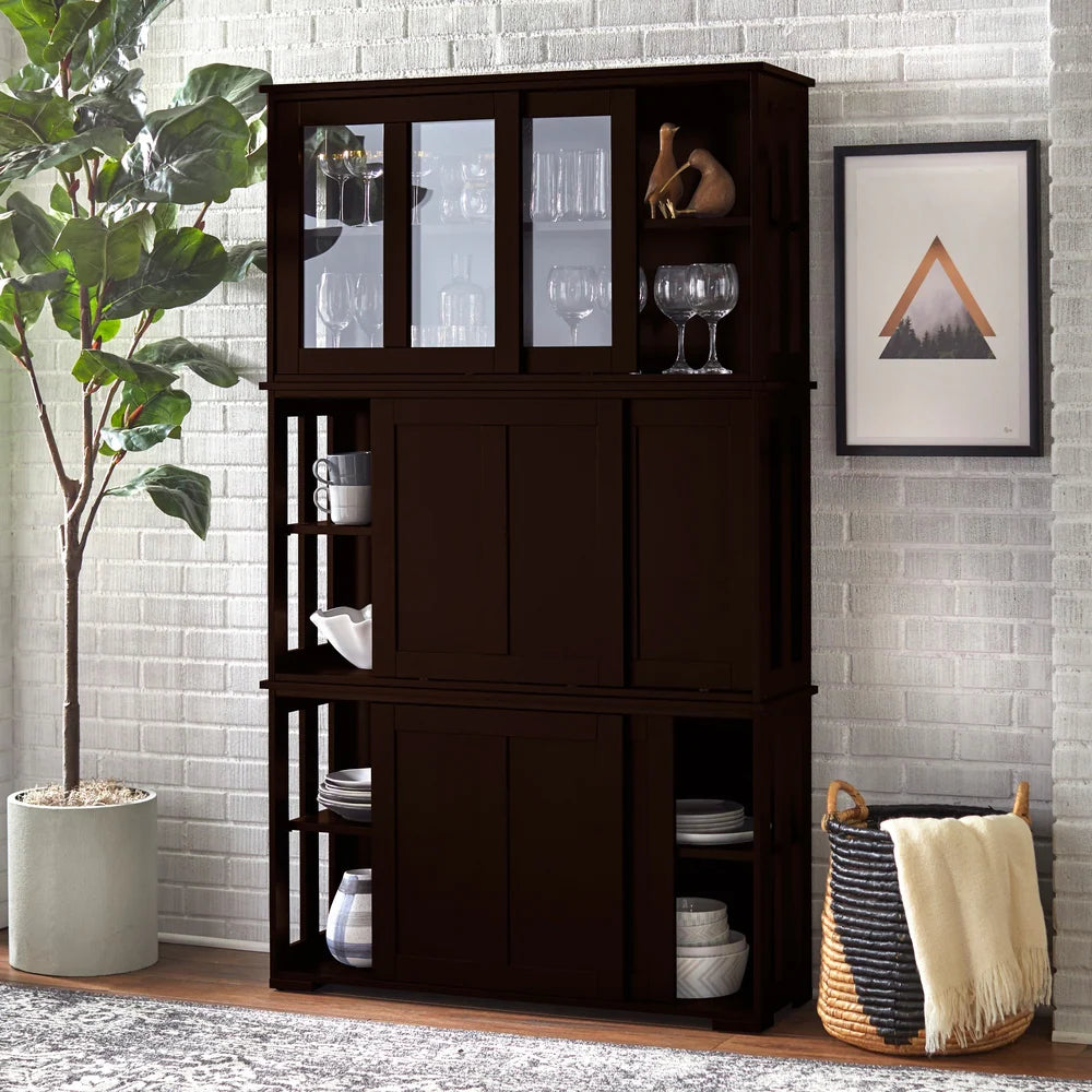 Jefferson Sliding Glass Door Stackable China Cabinet