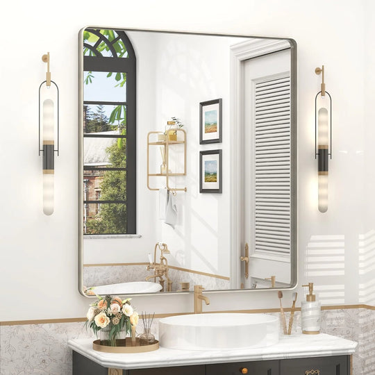 Aluminum Alloy Framed Tempered Glass Wall Decor Vanity Bathroom Mirror