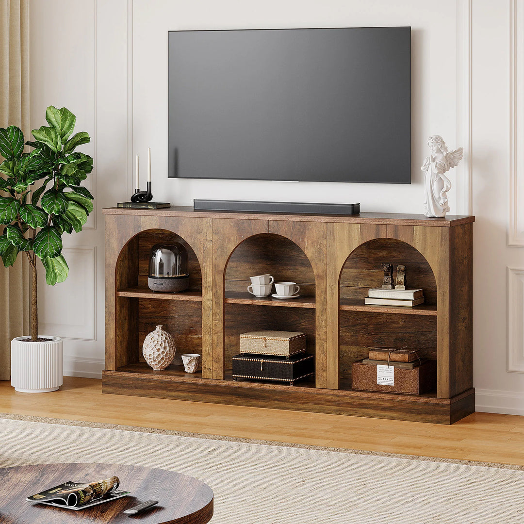 Farmhouse TV Stand for Tvs up to 65 Inches, Farmhouse Entertainment Center with Storage